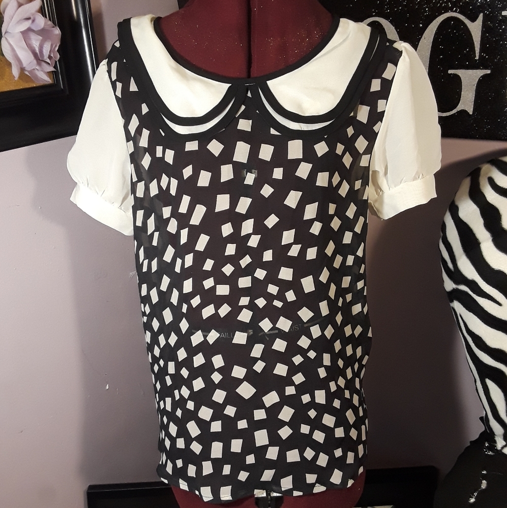 Black & White Sheer Top size Small